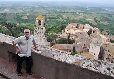 Tim looking over San Gimignano, Italy