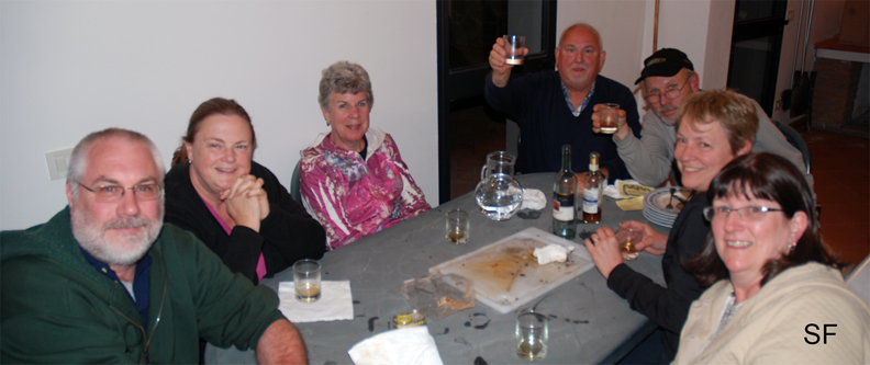 The Muskegon crew finishing pizza at the villa, Lucolena Italy