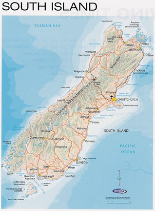 New Zealand South Island map