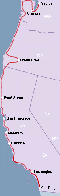 West Coast USA map